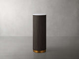 Finnley Stone Top Pedestal End Table Wood Sofa Side Table