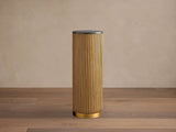 Finnley Stone Top Pedestal End Table Wood Sofa Side Table