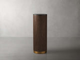 Finnley Stone Top Pedestal End Table Wood Sofa Side Table