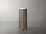 Finnley Stone Top Pedestal End Table Wood Sofa Side Table