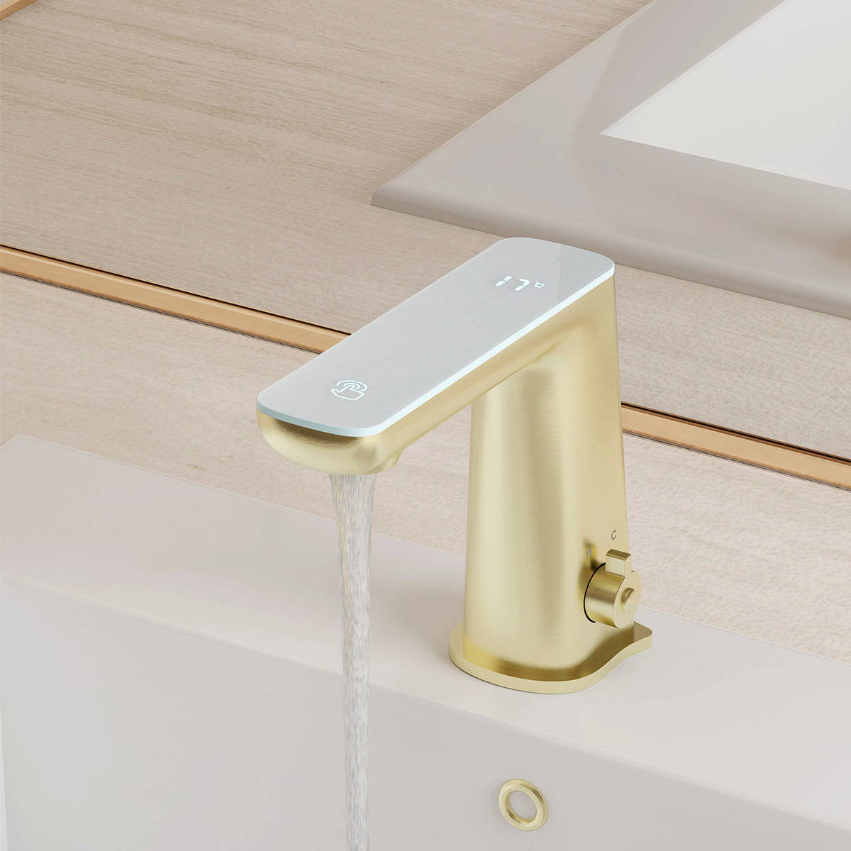 Claudia Sensor Mixer With White Top Display Brushed Nickel