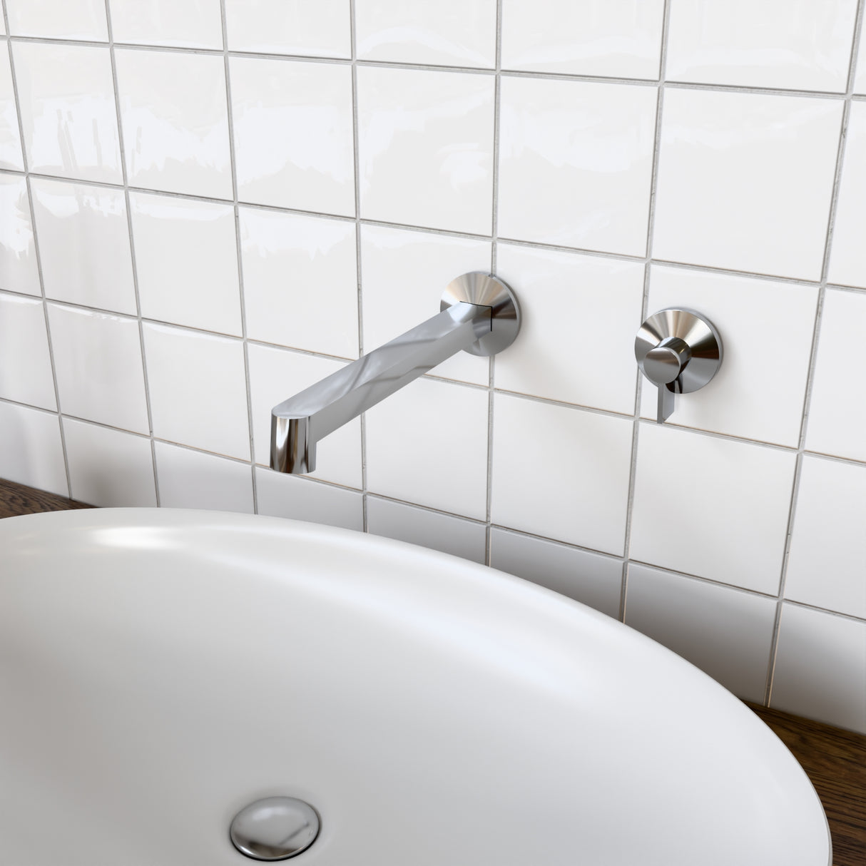 Components Row Basin Spout - Polished Chrome