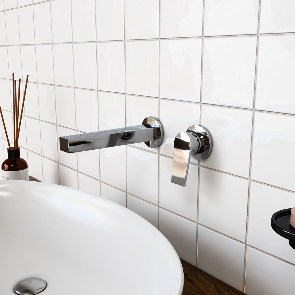 Taut Wall Mount Basin Mixer - Polished Chrome