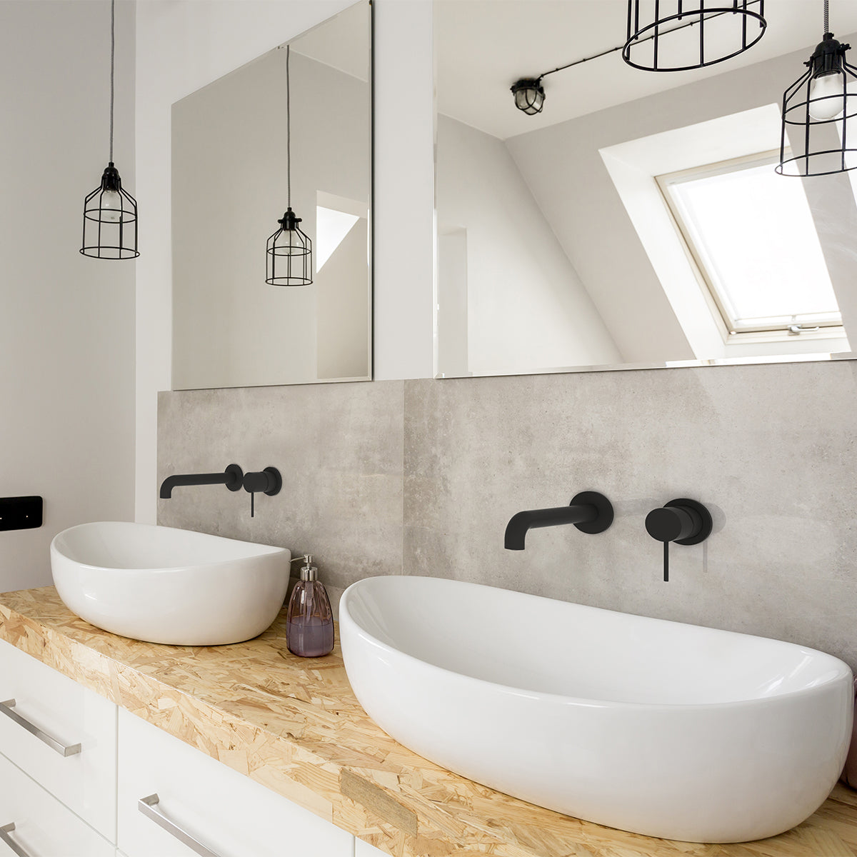 Mecca Wall Basin Mixer Separate Back Plate 185mm Spout Matte White