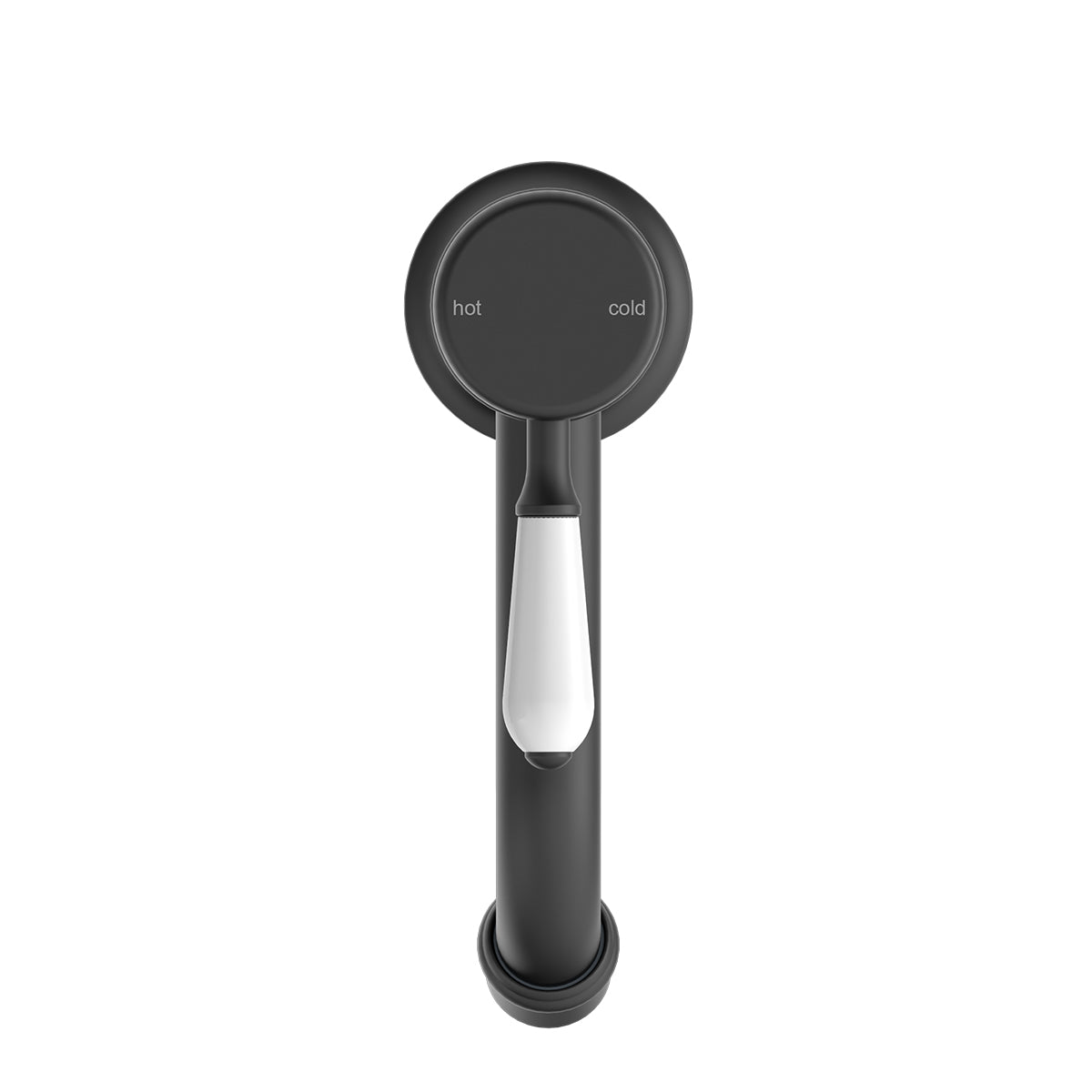 York Straight Basin Mixer With White Porcelain Lever Matte Black