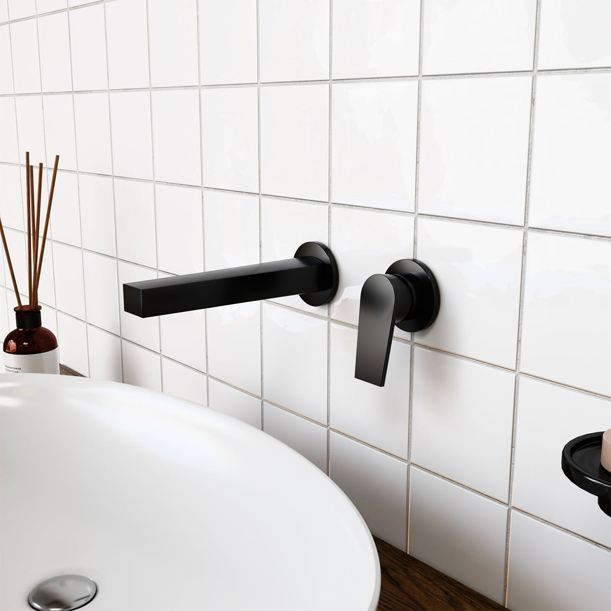 Taut Wall Mount Basin Mixer-Matte Black