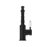 York Basin Mixer Hook Spout With White Porcelain Lever Matte Black