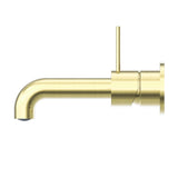 Mecca Wall Basin/Bath Mixer Separate Back Plate Handle Up 160mm Brushed Gold