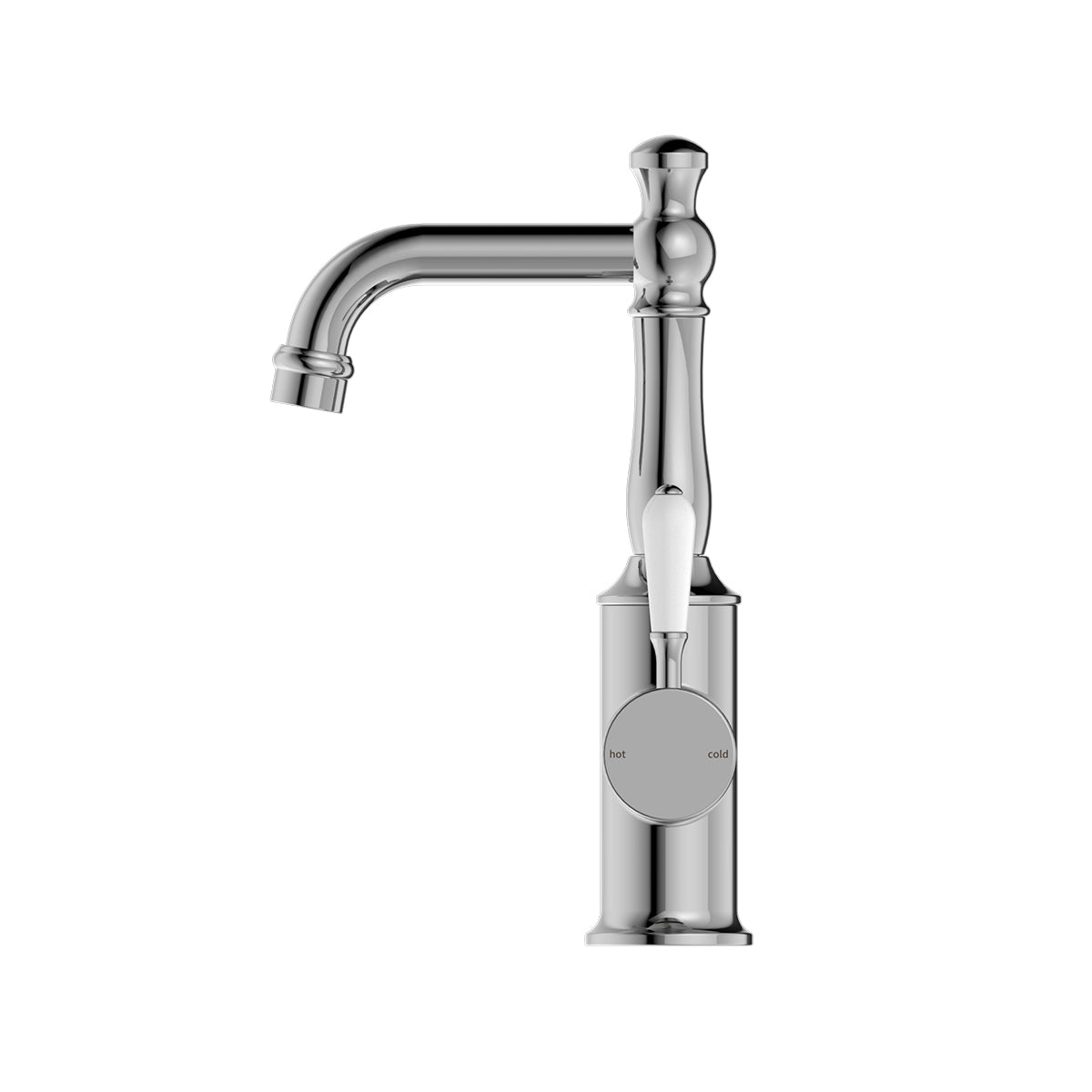York Basin Mixer With White Porcelain Lever Chrome