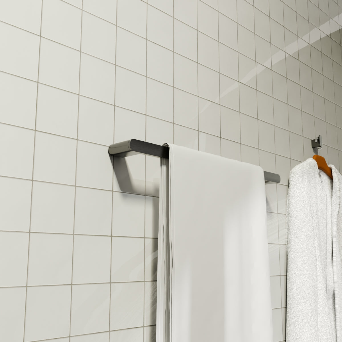 BIANCA 240V SINGLE HEATED TOWEL RAIL GUN METAL