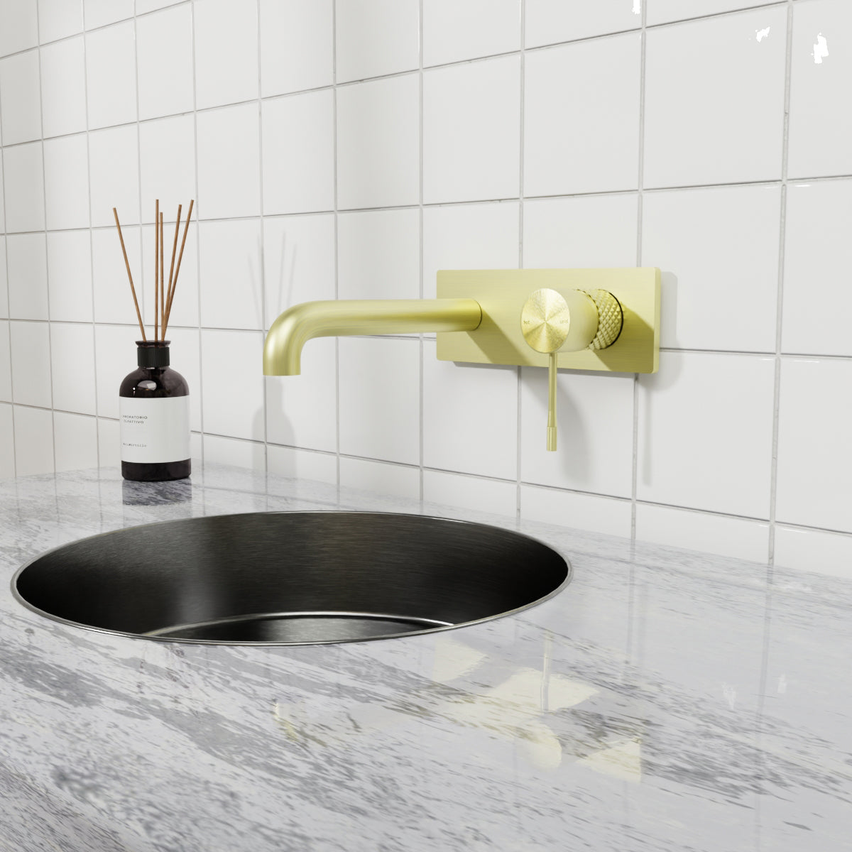 Opal Wall Basin/Bath Mixer 230mm Brushed Gold