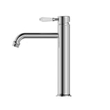 York Straight Tall Basin Mixer With White Porcelain Lever Chrome