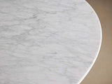Saint Germain Round Marble Top Dining Table With Wood Dauphine Base