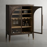 Hattie Wood Low Bar Cabinet Mid-century Modern Oak Wine cabinet