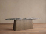 Vincenza Marble Top Dining Table with Wood Toulouse Base