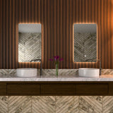 18"× 30" Frameless LED Backlit Mirror Single-Touch Dimmer Switch & Defogger 45° Wall-Mounted