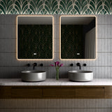 30"×36" Vertical Rectangle LED Mirror, Dual-Touch Dimmer & Defogger, 3CCT Back & Front Lit, 45° Wall-Mounted