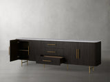 Finnley Marble Top Sideboard Wood Bluestone Top Buffet Cabinet with Drawers