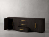 Finnley Reeded Wide-Format Sideboard Wood Buffet Cabinets with 3 Drawers