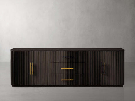 Finnley Reeded Wide-Format Sideboard Wood Buffet Cabinets with 3 Drawers