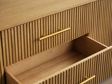 Finnley Reeded Wide-Format Sideboard Wood Buffet Cabinets with 3 Drawers