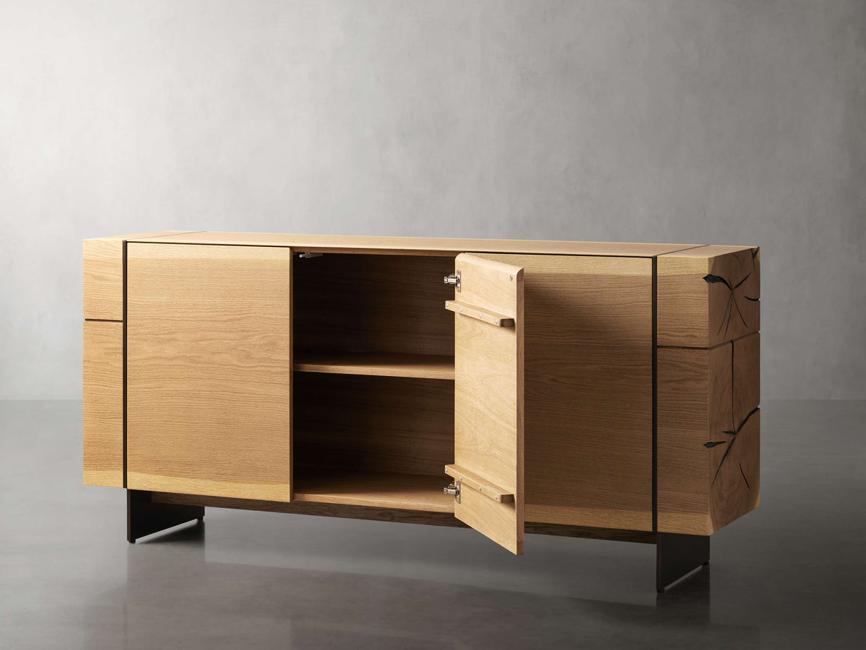 Mihaela Wood water-based process Sideboard Oak Buffet Storage Cabinet
