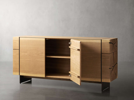 Mihaela Wood water-based process Sideboard Oak Buffet Storage Cabinet