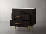 Finnley Three-Drawer Chest Cabinet Bedroom Nightside Table with Stone Top
