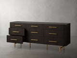 Finnley Wood Nine-Drawer Dresser with Natural Stone Drawer Chest Cabinet
