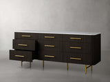 Finnley Wood Nine-Drawer Dresser with Natural Stone Drawer Chest Cabinet