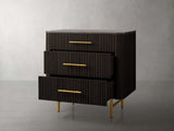 Finnley Three-Drawer Chest Cabinet Bedroom Nightside Table with Stone Top