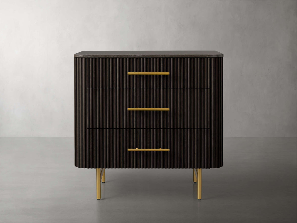 Finnley Three-Drawer Chest Cabinet Bedroom Nightside Table with Stone Top