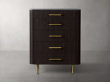Finnley Wood Five-Drawer Dresser with Marble Top Drawer Chest Cabinet