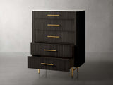 Finnley Wood Five-Drawer Dresser with Marble Top Drawer Chest Cabinet
