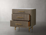 Finnley Three-Drawer Chest Cabinet Bedroom Nightside Table with Stone Top