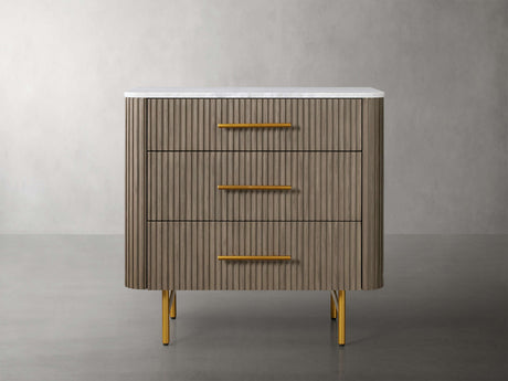 Finnley Three-Drawer Chest Cabinet Bedroom Nightside Table with Stone Top