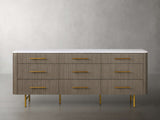 Finnley Wood Nine-Drawer Dresser with Natural Stone Drawer Chest Cabinet