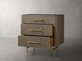 Finnley Three-Drawer Chest Cabinet Bedroom Nightside Table with Stone Top