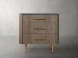 Finnley Three-Drawer Chest Cabinet Bedroom Nightside Table with Stone Top