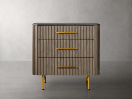 Finnley Three-Drawer Chest Cabinet Bedroom Nightside Table with Stone Top