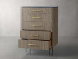 Finnley Wood Five-Drawer Dresser with Marble Top Drawer Chest Cabinet