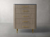 Finnley Wood Five-Drawer Dresser with Marble Top Drawer Chest Cabinet