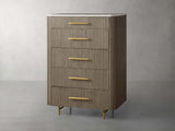 Finnley Wood Five-Drawer Dresser with Marble Top Drawer Chest Cabinet