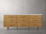Finnley Wood Nine-Drawer Dresser with Natural Stone Drawer Chest Cabinet