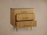 Finnley Three-Drawer Chest Cabinet Bedroom Nightside Table with Stone Top