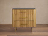 Finnley Three-Drawer Chest Cabinet Bedroom Nightside Table with Stone Top