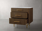 Finnley Three-Drawer Chest Cabinet Bedroom Nightside Table with Stone Top
