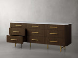 Finnley Wood Nine-Drawer Dresser with Natural Stone Drawer Chest Cabinet