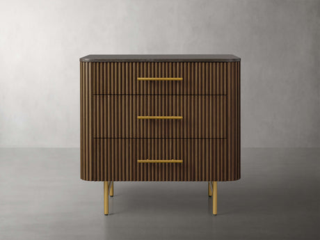 Finnley Three-Drawer Chest Cabinet Bedroom Nightside Table with Stone Top
