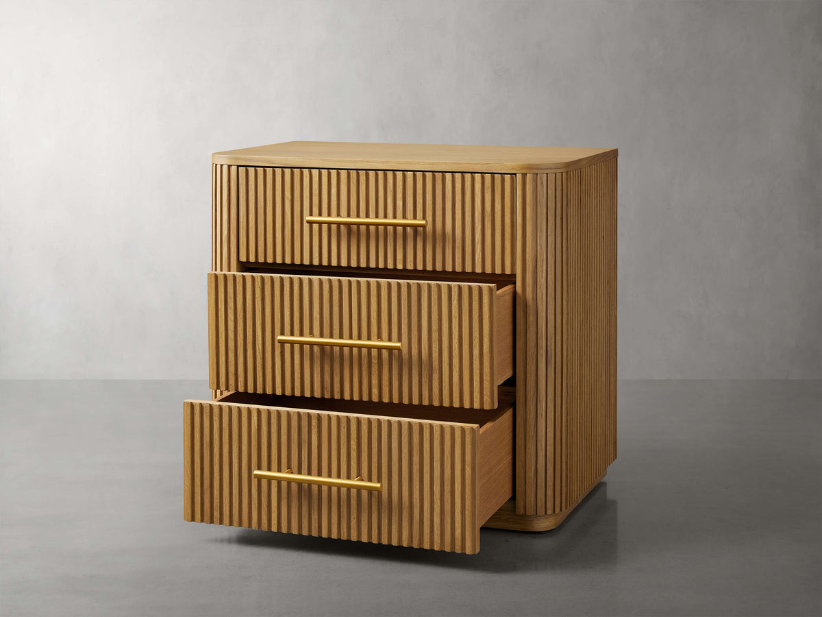 Finnley Wood Nightstand Bedroom 3 Drawer Chest Cabinet